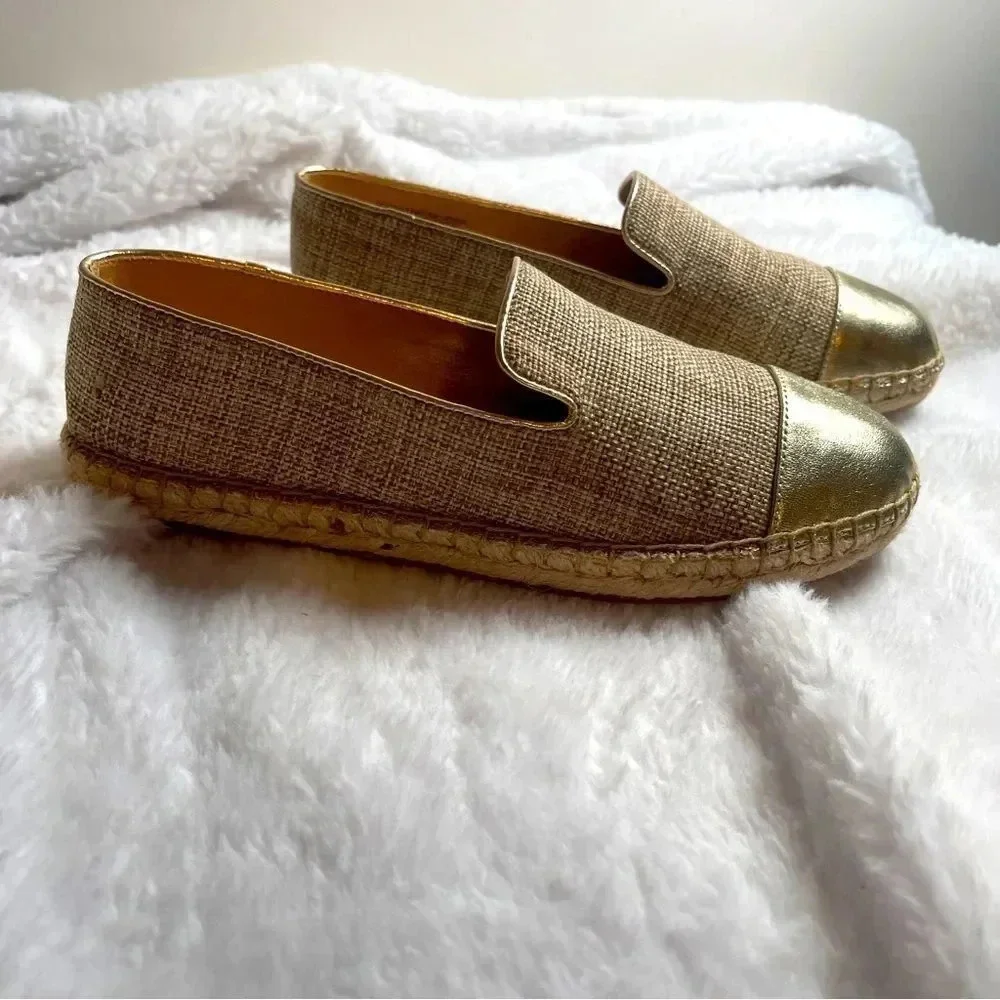 Talbots Izzy Espadrille Flats - Linen - Size 6.5M